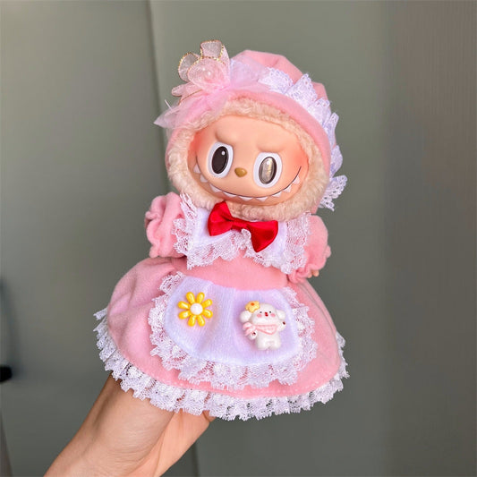 17cm Labubu Outfit - Farm Pink Dress Set