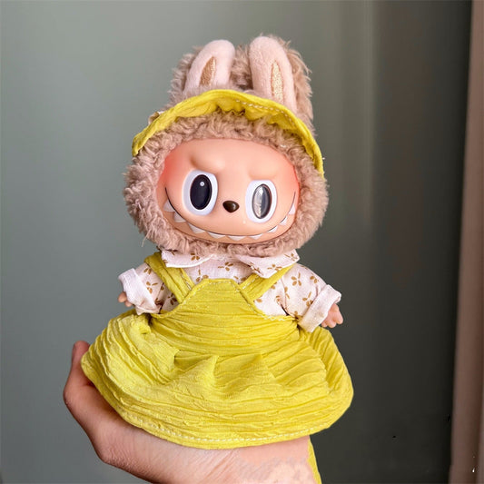 17cm Labubu Outfit - Yellow Dress One-Piece Doll Set
