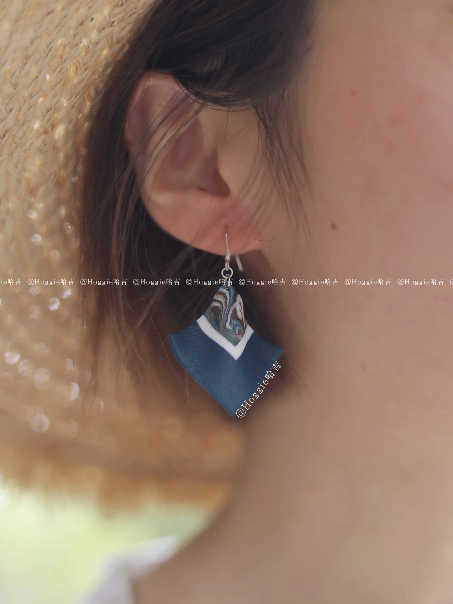 Handmade Clay Earrings Abyssal Blue- Unique Artisan Jewelry Gift