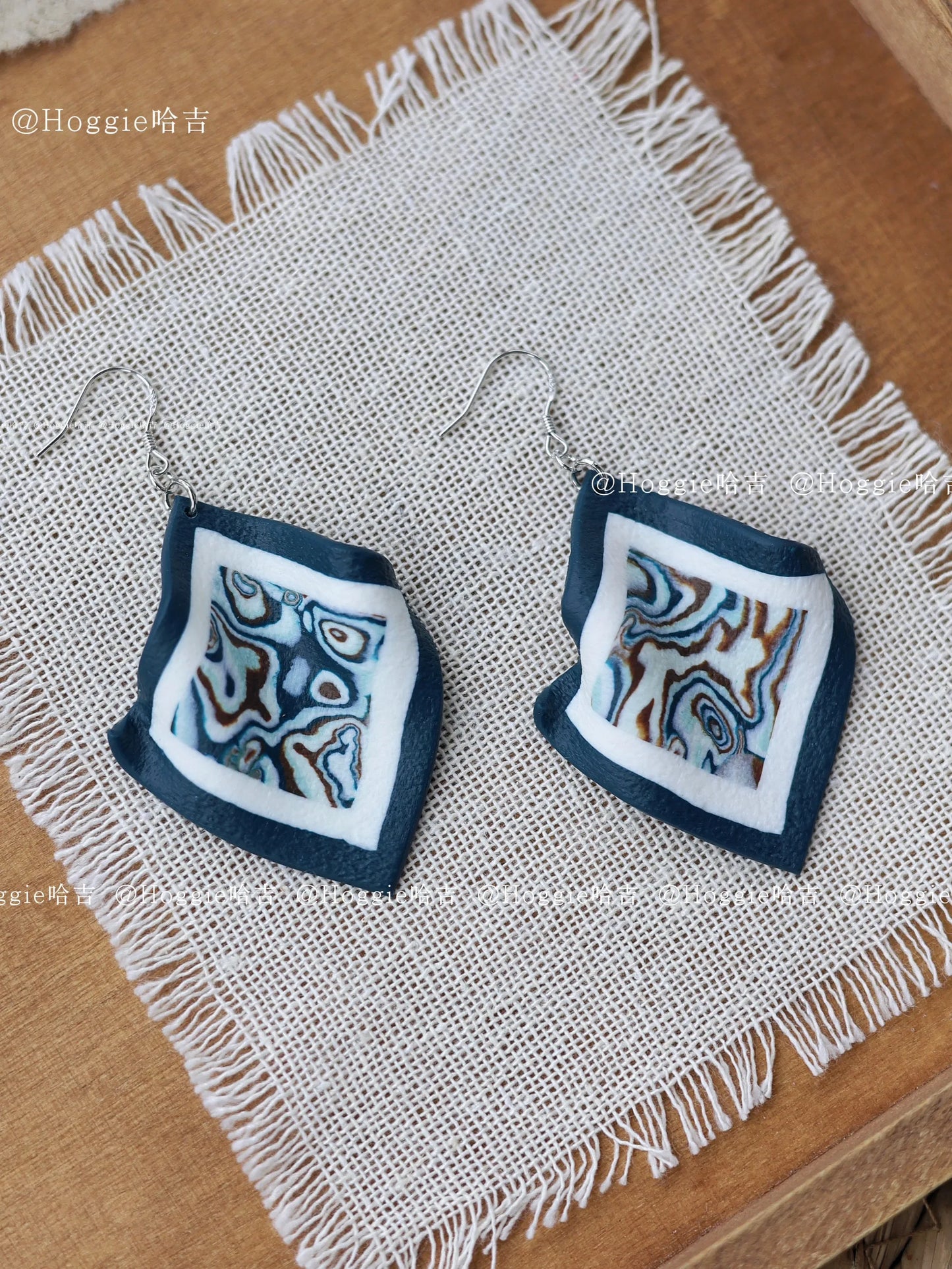 Handmade Clay Earrings Abyssal Blue- Unique Artisan Jewelry Gift