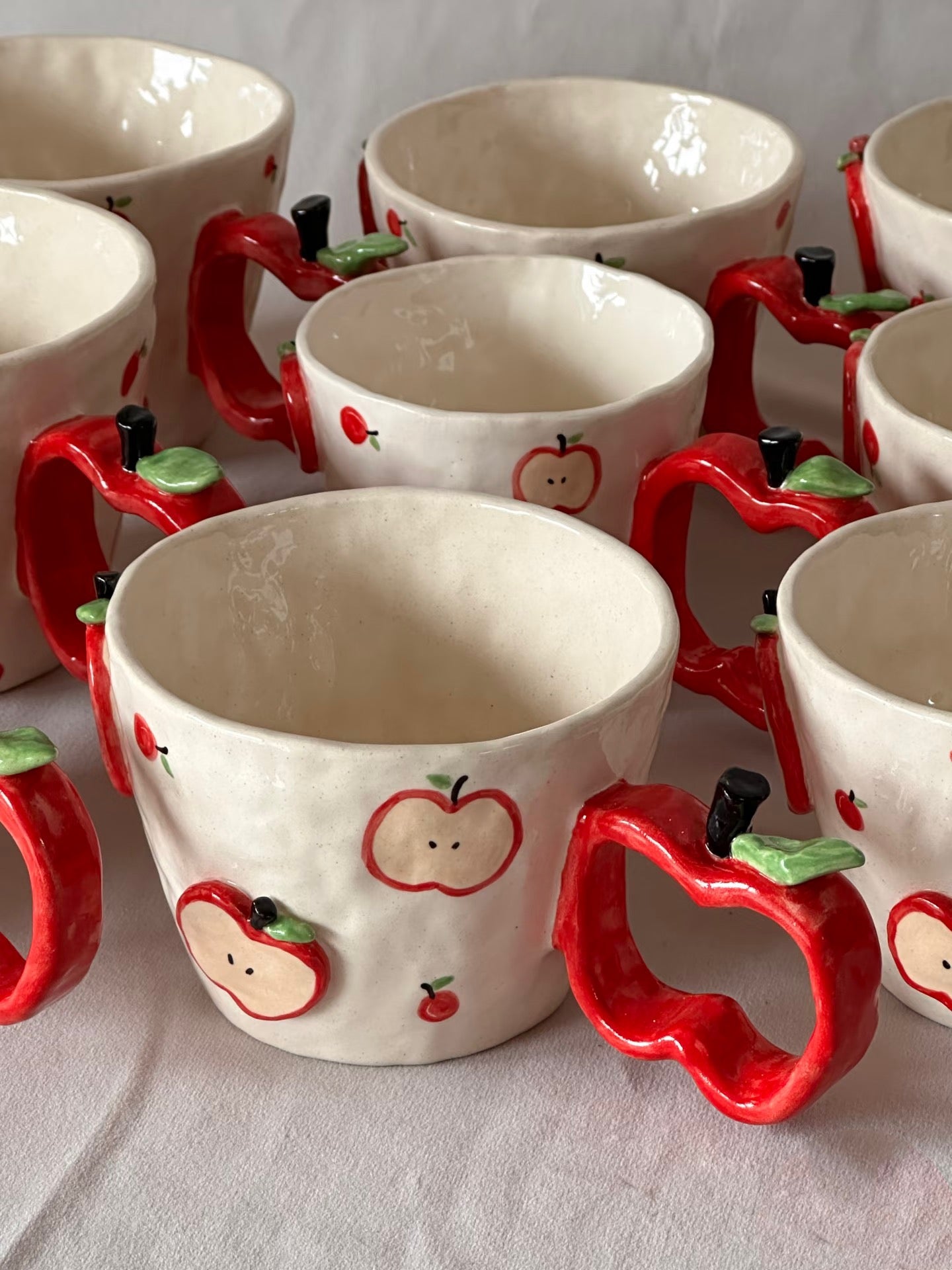 Artisan Hand-Built Apple Mug - Unique Ceramic Coffee Cup