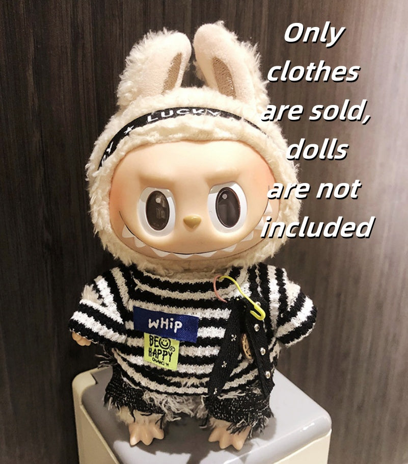 Labubu Clothes-Black and White Striped Casual Outfit