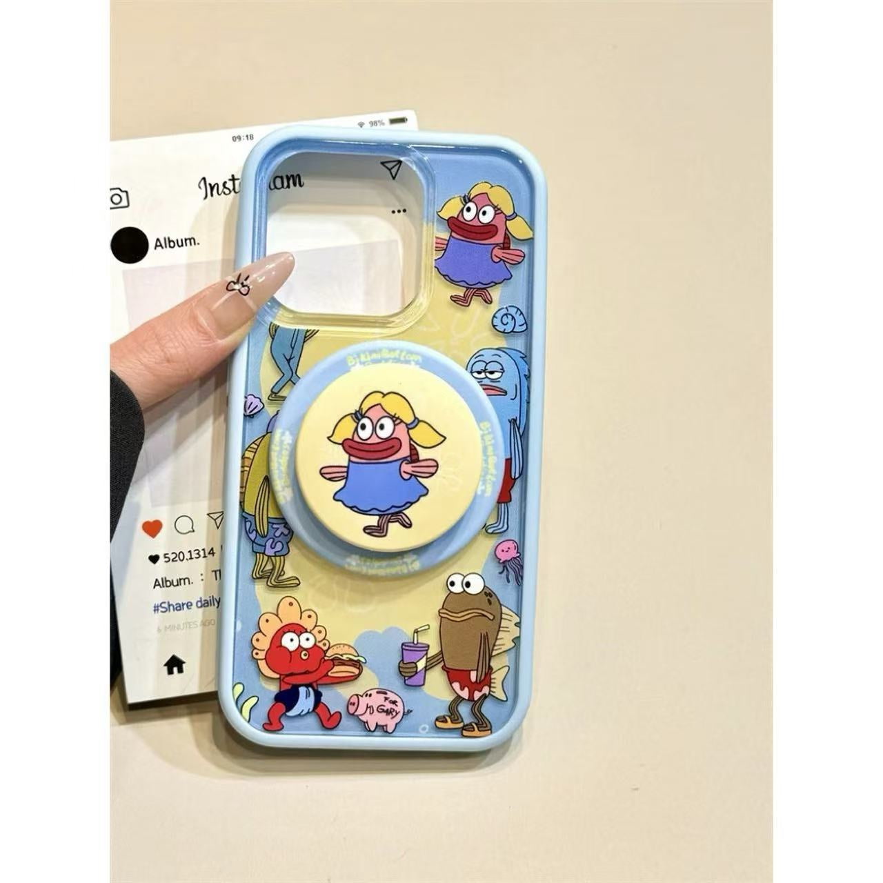 Blue Bikini Bottom Magnetic Phone Case & Rotating Stand Set