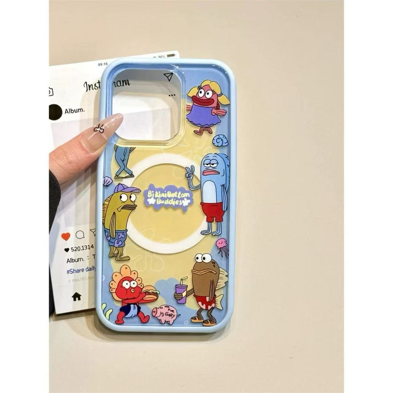 Blue Bikini Bottom Magnetic Phone Case & Rotating Stand Set