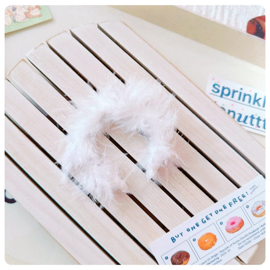 Labubu Doll Decoration - White Fuzzy Headband