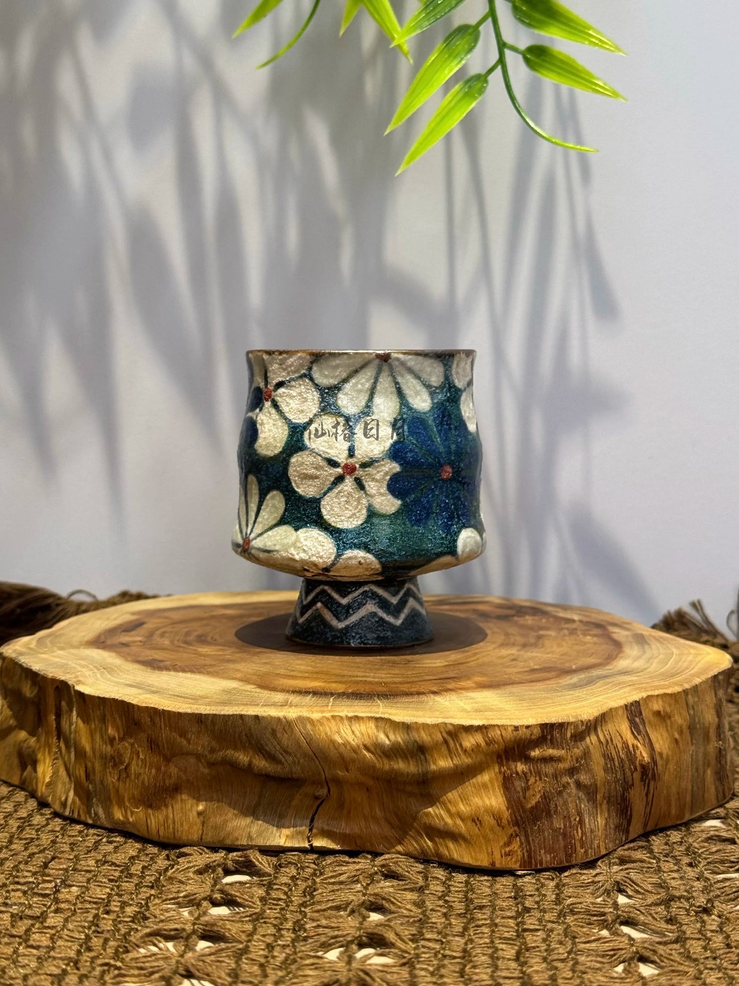 Hand-Painted Ceramic | Floral Creative Stem Cup | High-Temperature Mineral Glaze