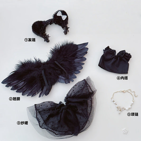 Labubu Doll Decoration - Gothic Black Angel 5-Piece Set