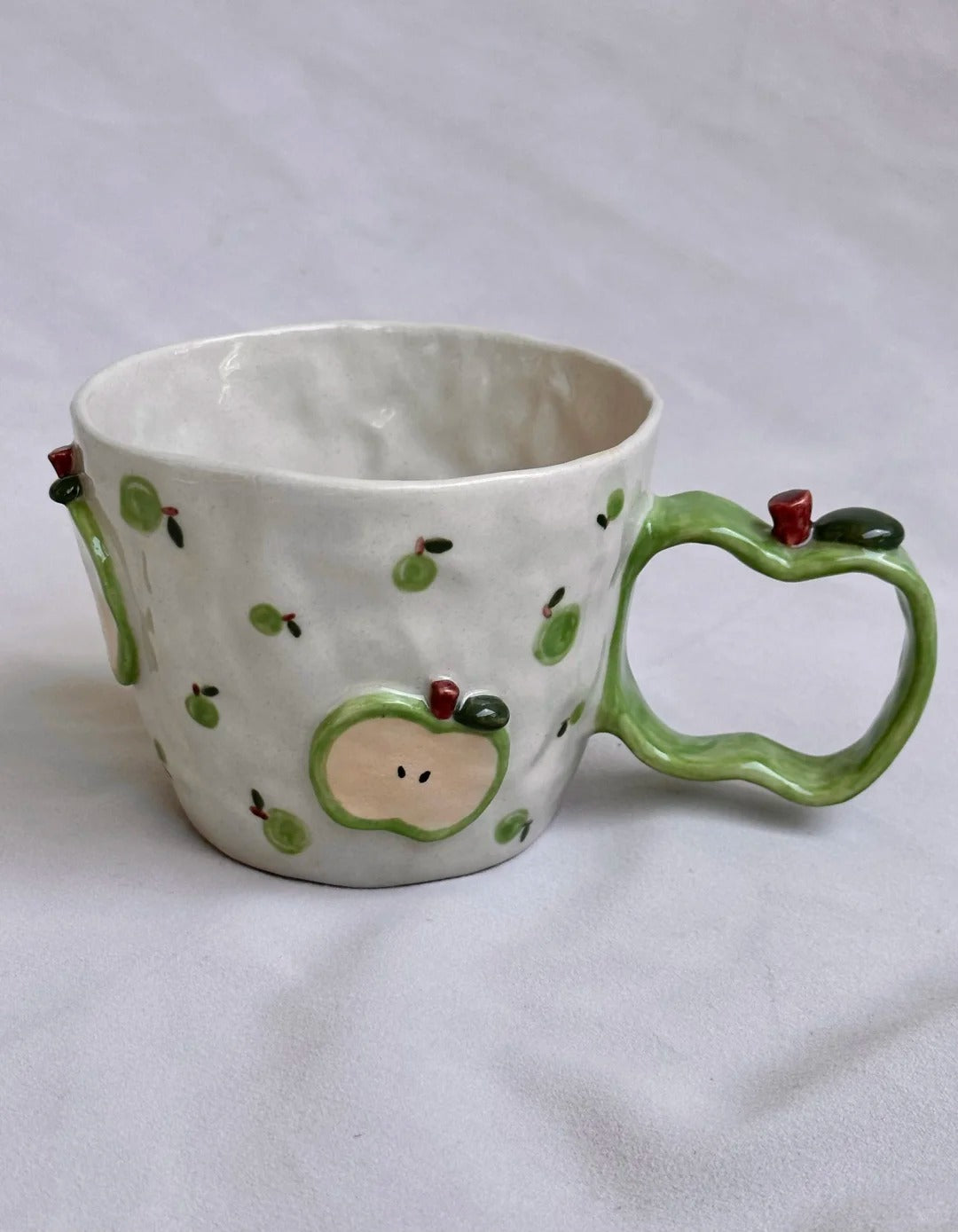 Fresh Green Apple Coffee Cup - Handmade Stoneware Mug