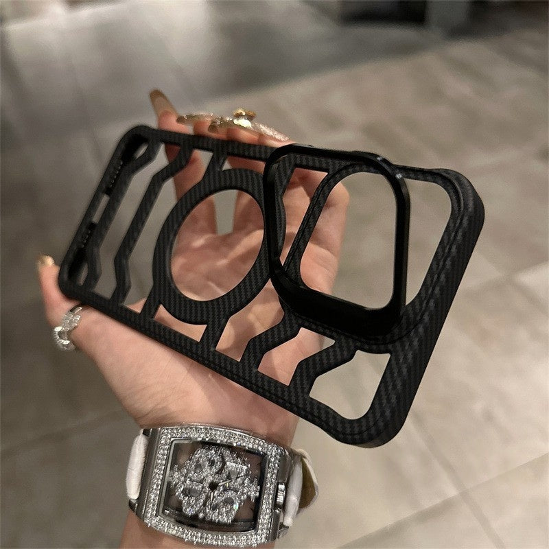 Hollow-Out Carbon Fiber Phone Case with Interchangeable Lens Mount