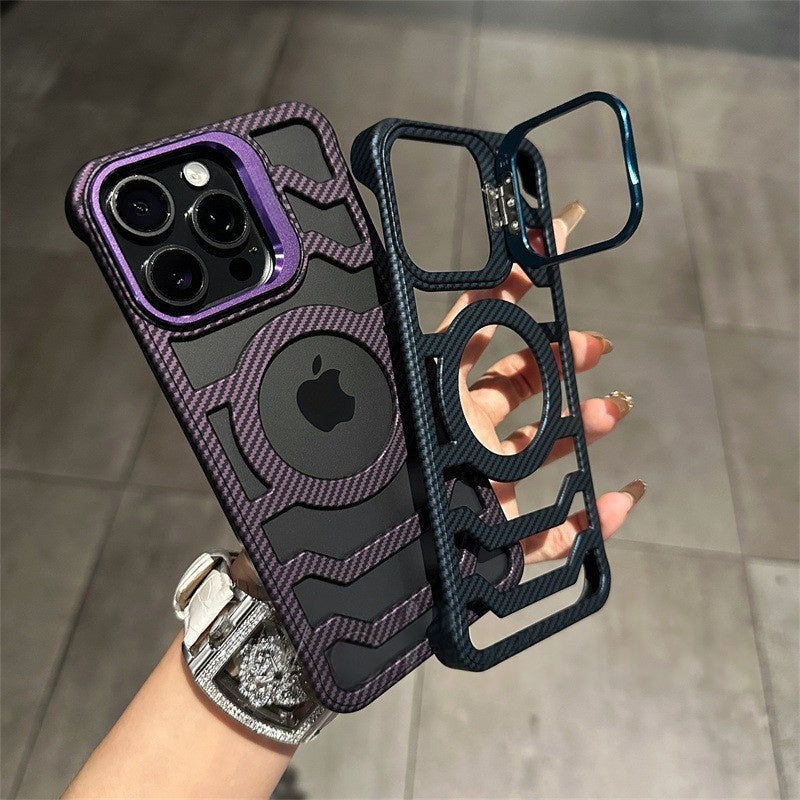 Hollow-Out Carbon Fiber Phone Case with Interchangeable Lens Mount