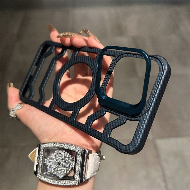 Hollow-Out Carbon Fiber Phone Case with Interchangeable Lens Mount