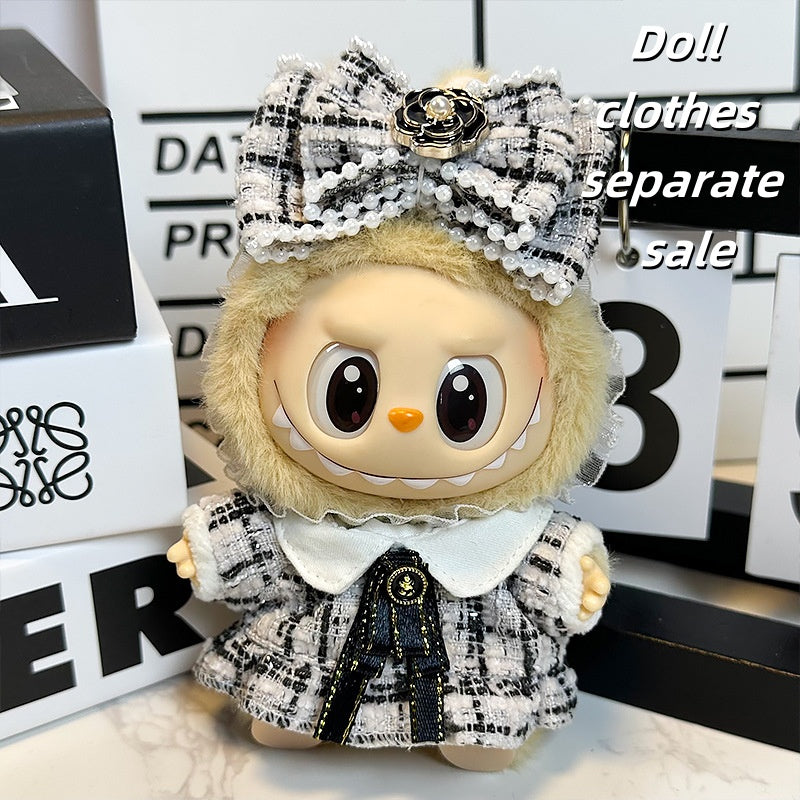 Labubu Clothes - White Chanel Style (Hair Accessory + Dress + Bow Tie)