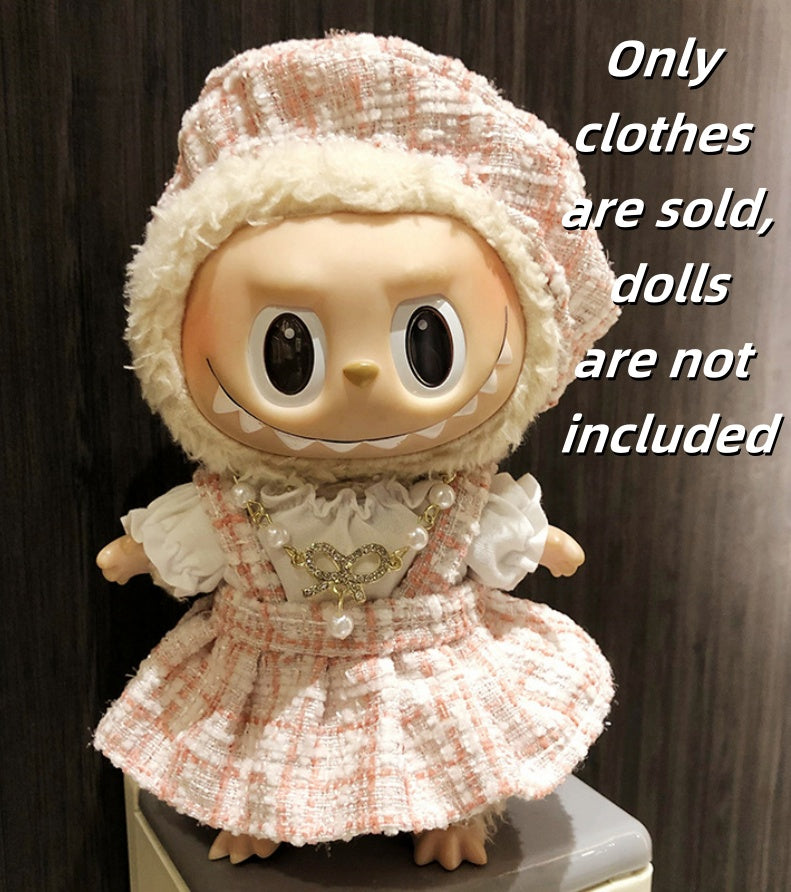 Labubu Clothes 17cm-Pink Chanel-style Dress