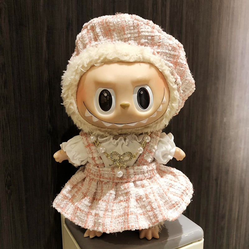 Labubu Clothes 17cm-Pink Chanel-style Dress