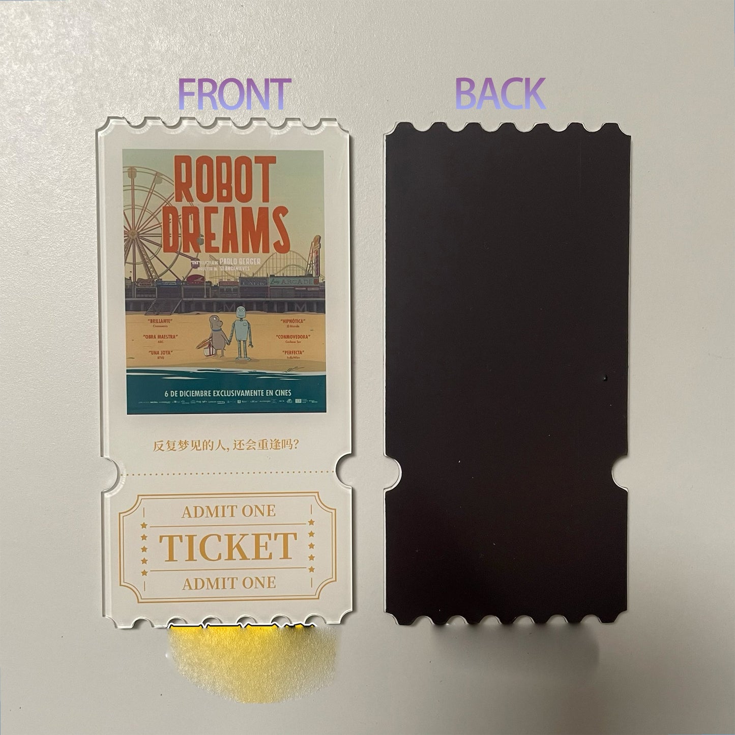 Robot Dreams Fridge Magnet 17 - Robot & Dog on Beach Movie Ticket | 6×12cm | 3mm Thick