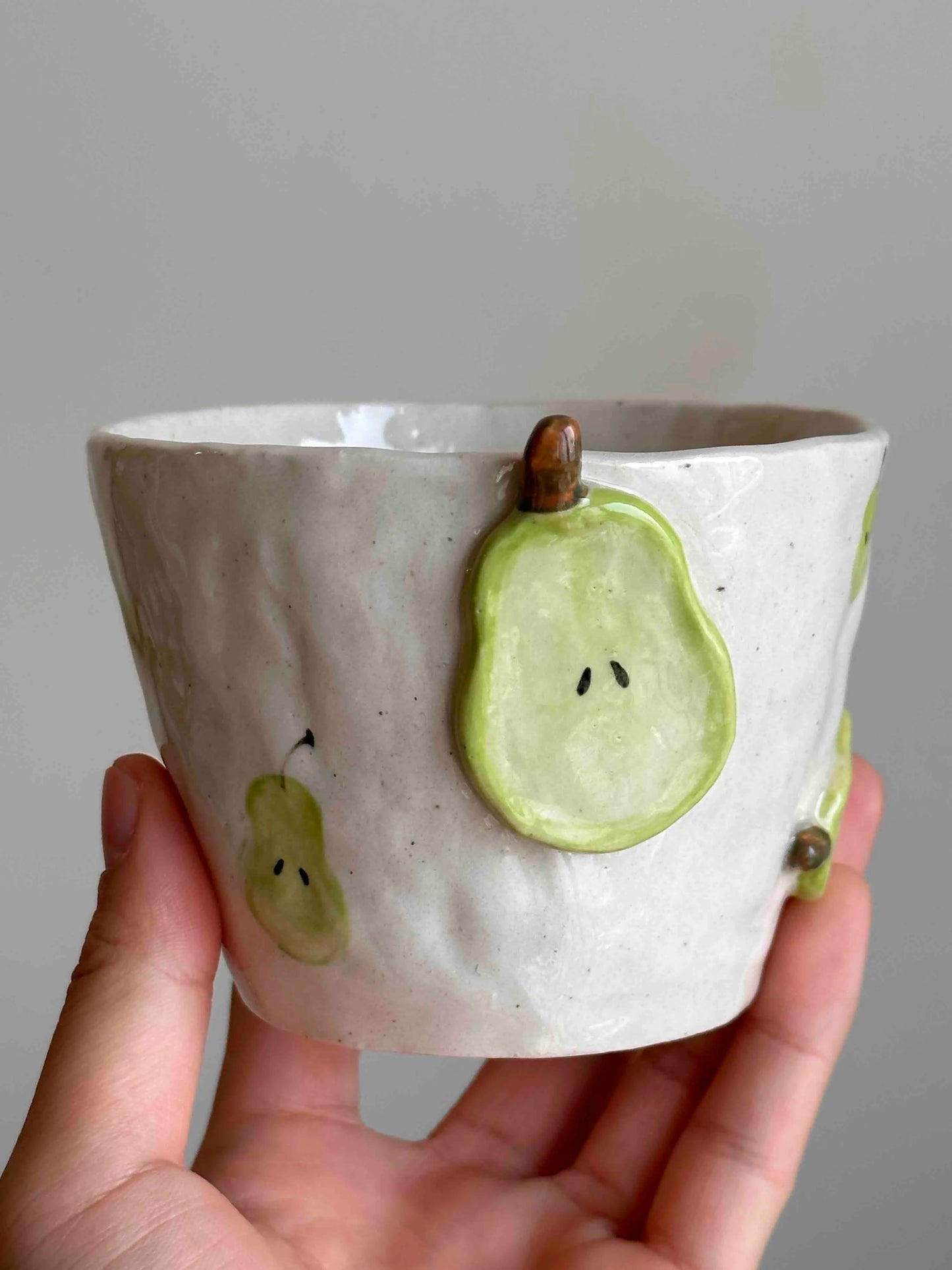 Textured Stoneware Pear Mug | Artisan Coffee Cup