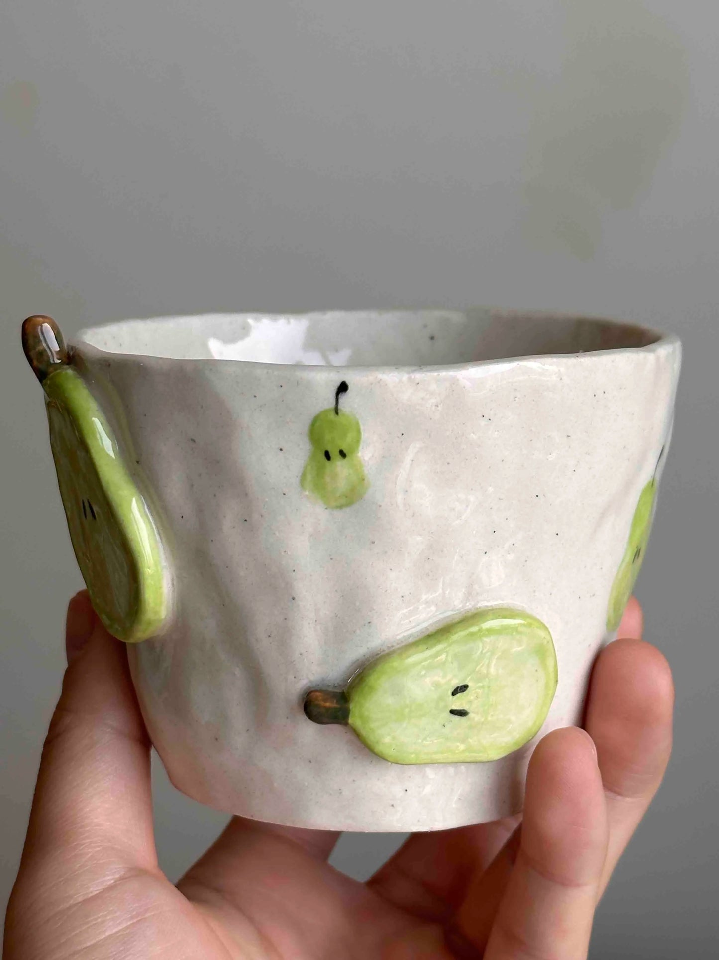 Textured Stoneware Pear Mug | Artisan Coffee Cup