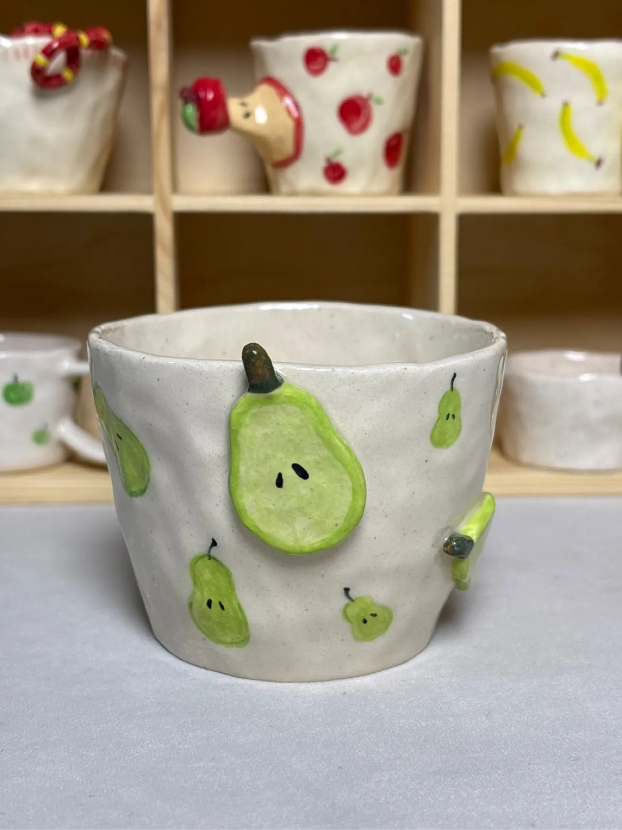 Textured Stoneware Pear Mug | Artisan Coffee Cup