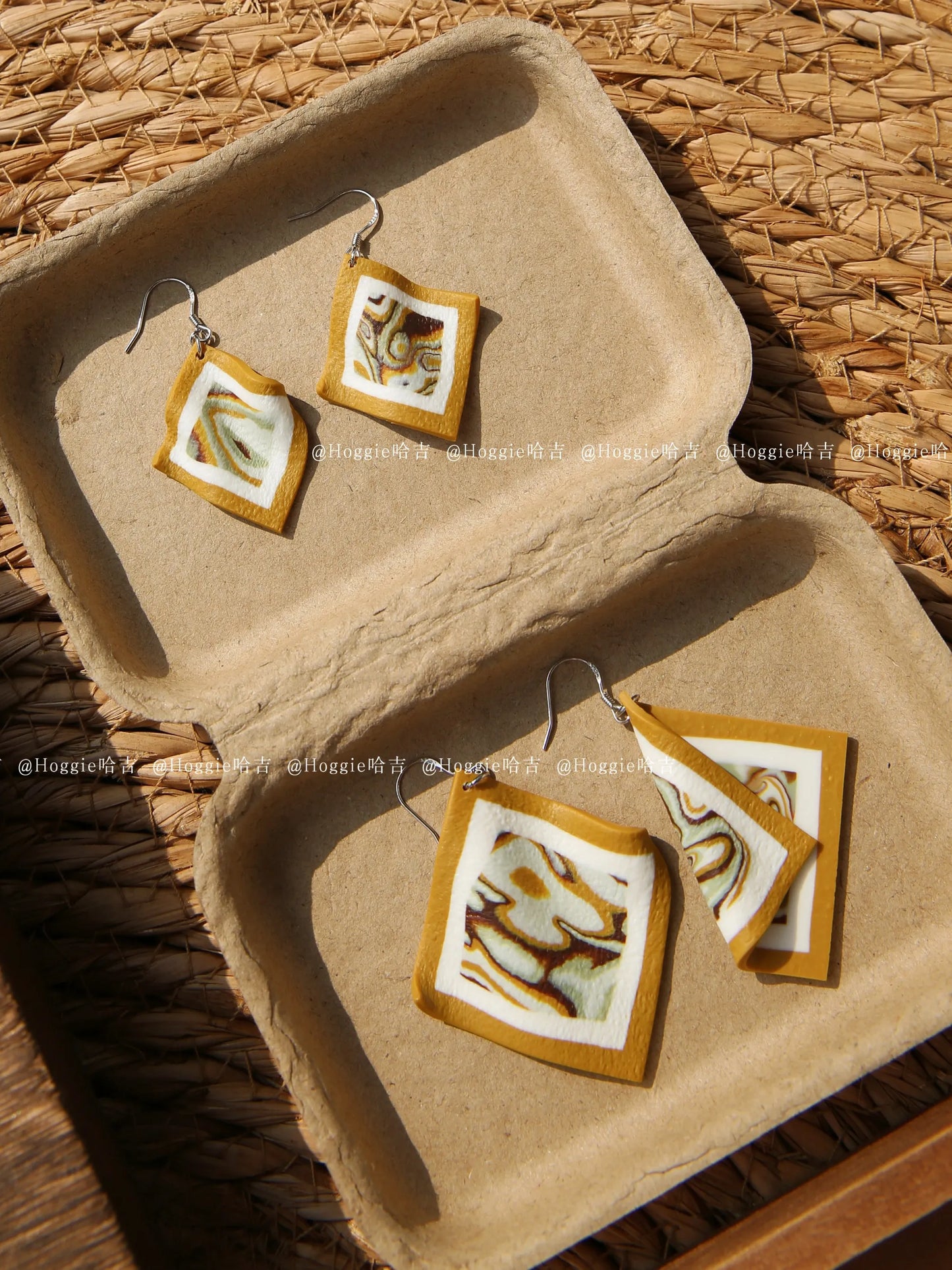 Handmade Clay Earrings Yellow- Unique Artisan Jewelry Gift