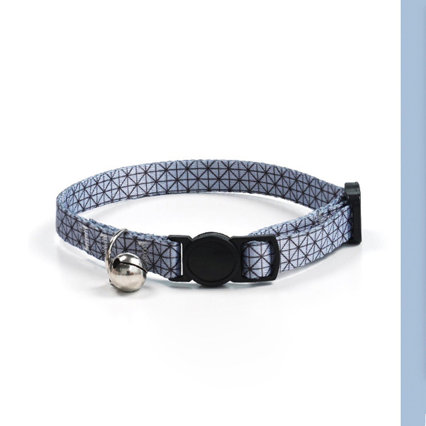 Adjustable Cat Dog Collar with Bell-Gray Grid