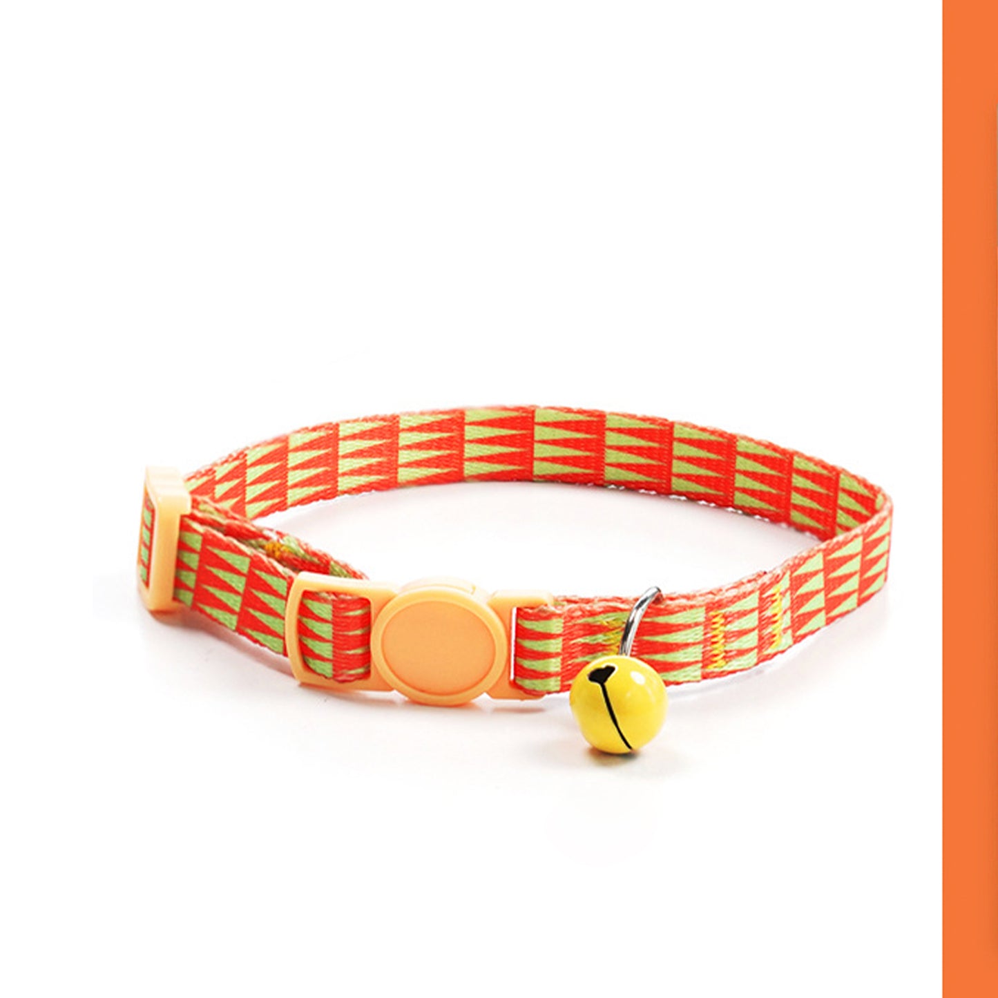 Adjustable Cat Dog Collar with Bell-Orange Geometric