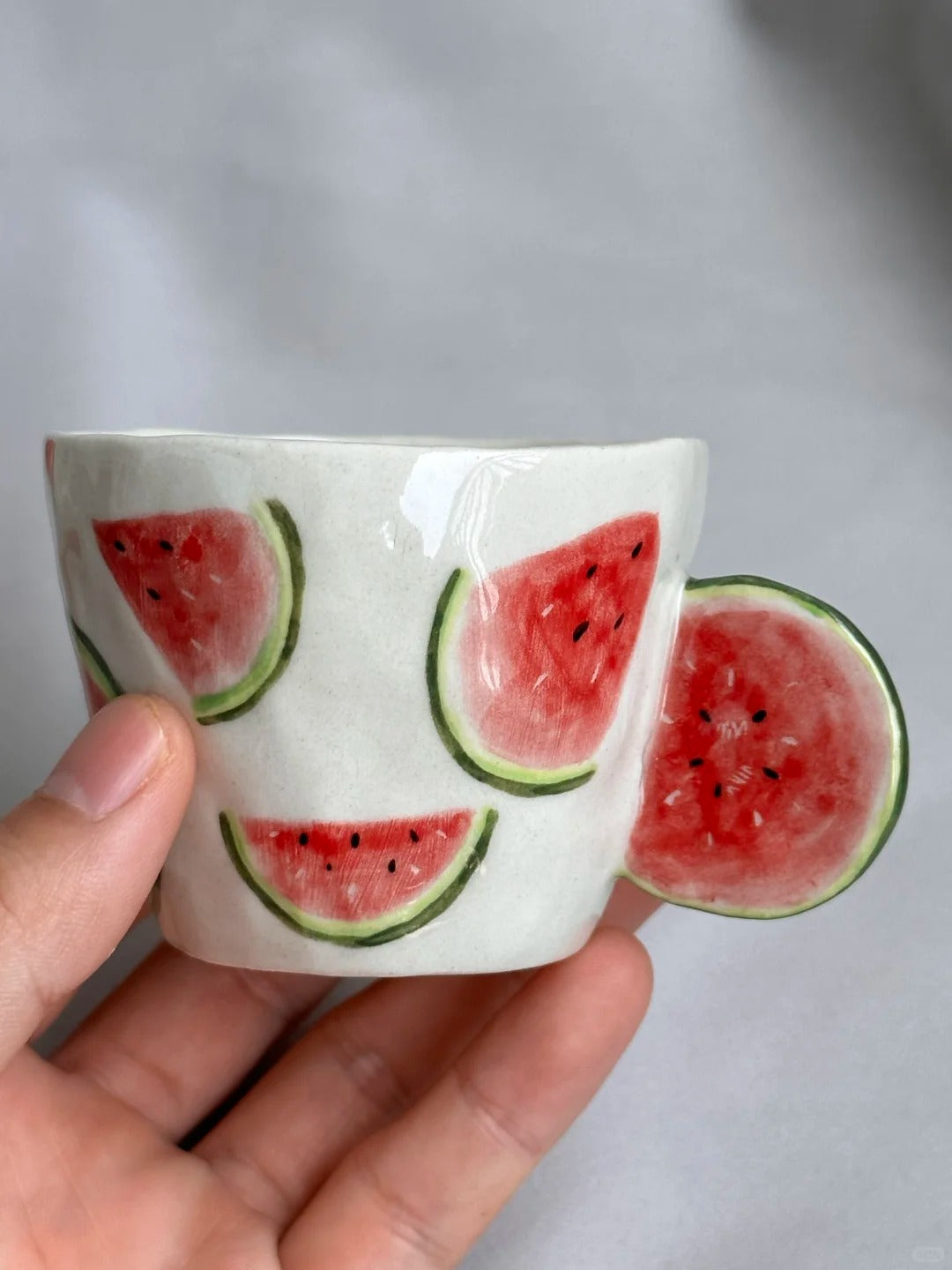Charming Watermelon Stoneware Cup | Mini Handmade Cup