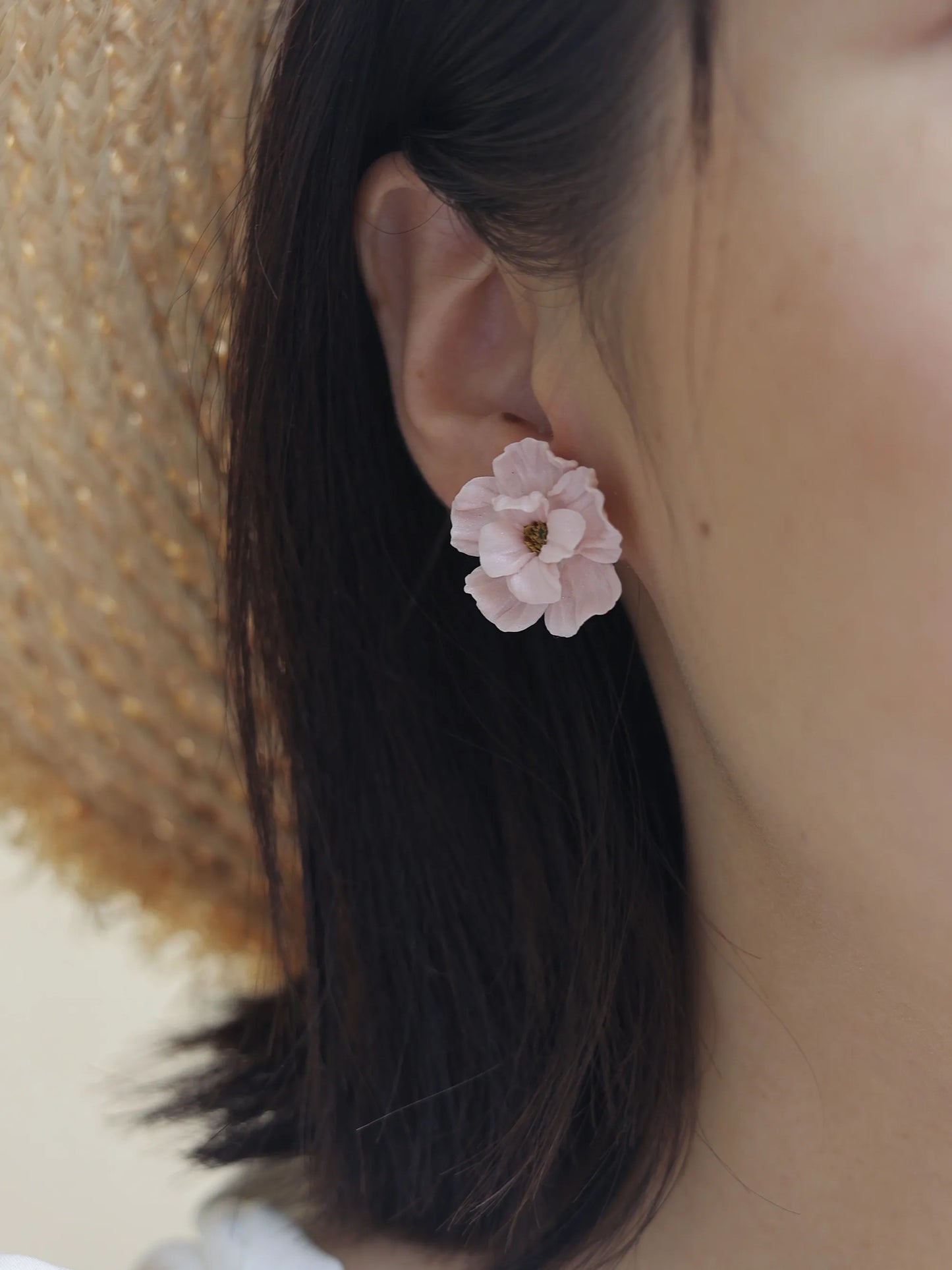 Camellia | Sakura Pink Handmade Polymer Clay Earrings