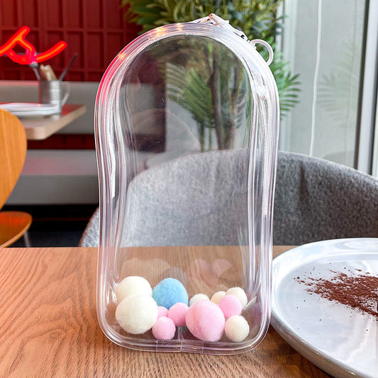 LABUBU Clear PVC Doll Protector – Dustproof Oval Hanging Bag for Storage & Travel