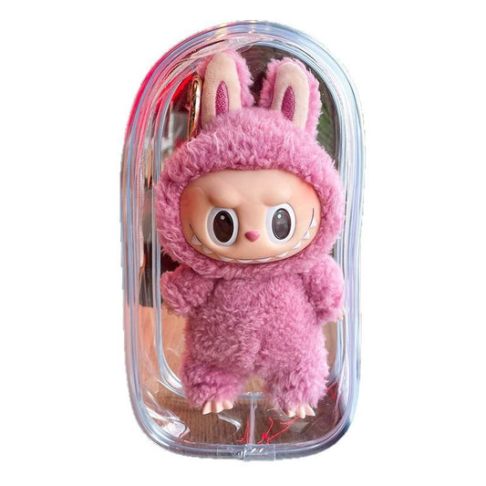 LABUBU Clear PVC Doll Protector – Dustproof Oval Hanging Bag for Storage & Travel
