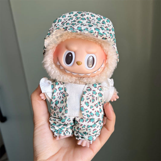 17cm Labubu Outfit - Blue Floral Set | Kawaii Doll Clothes