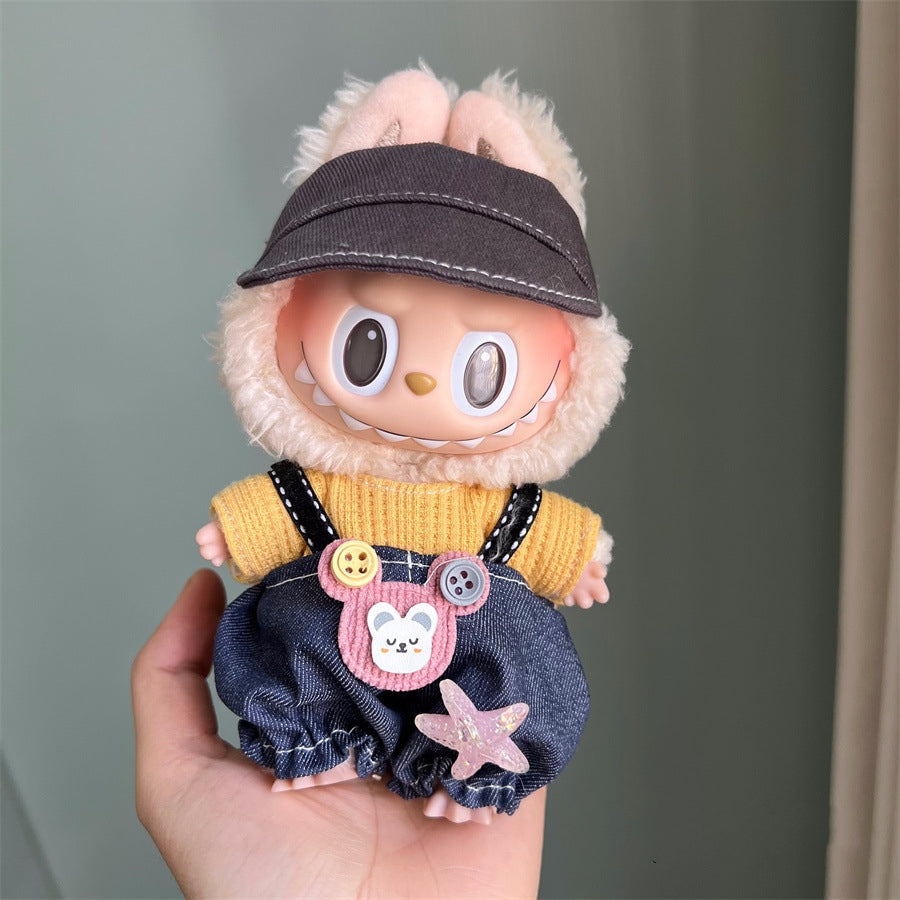 17cm Labubu Outfit - Starfish Denim Overalls Set