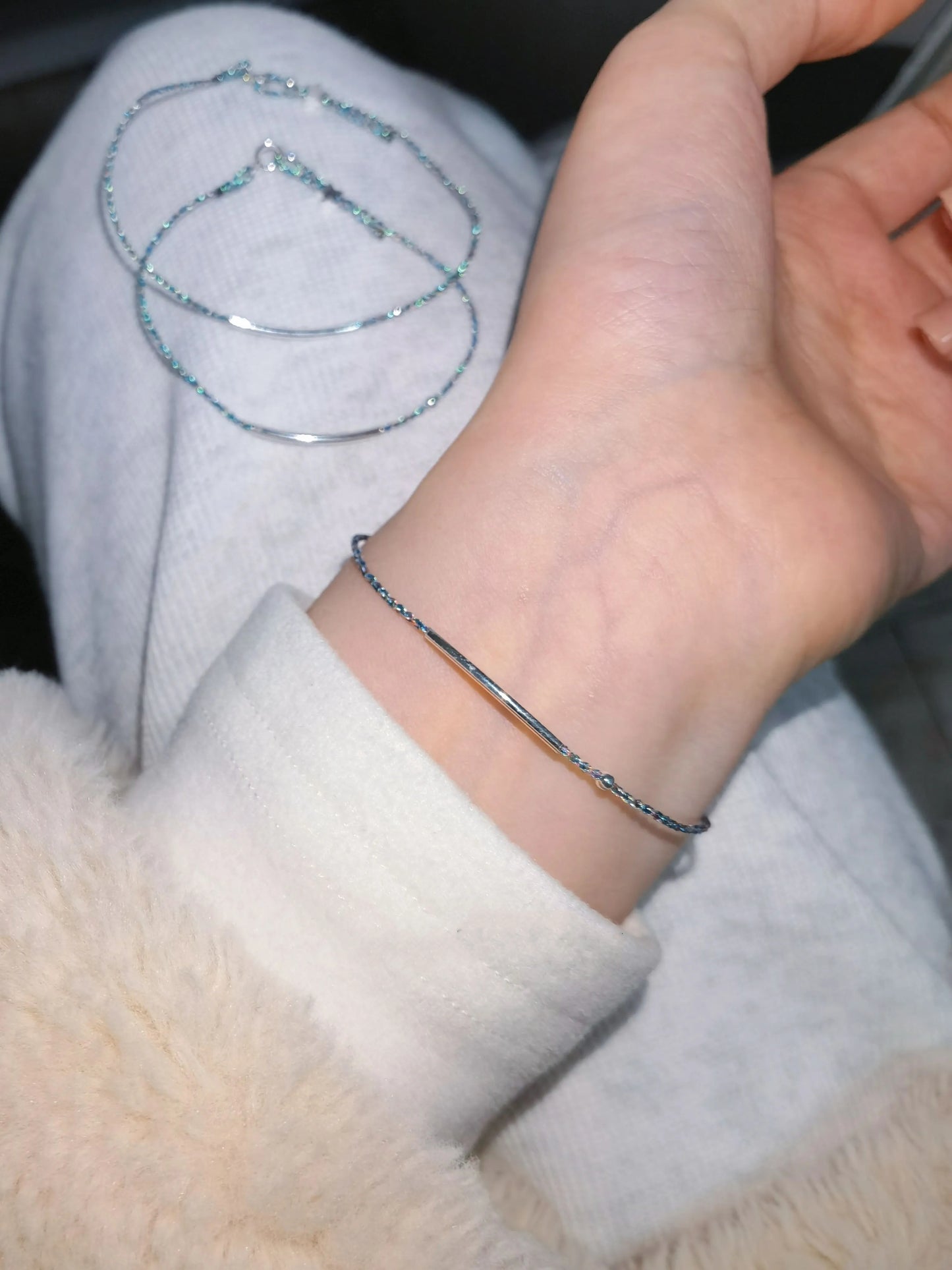Dewlight Blue – Fine Sparkle Handwoven Bracelet