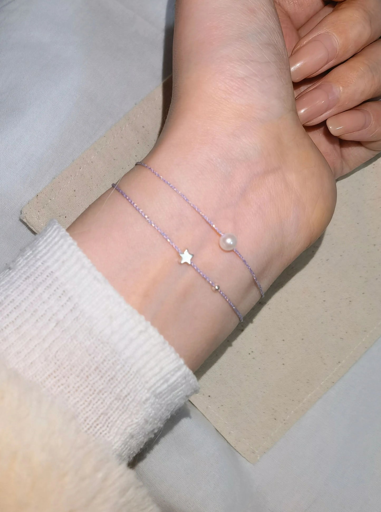 Dewlight Lavender – Pearl or Star Bracelet