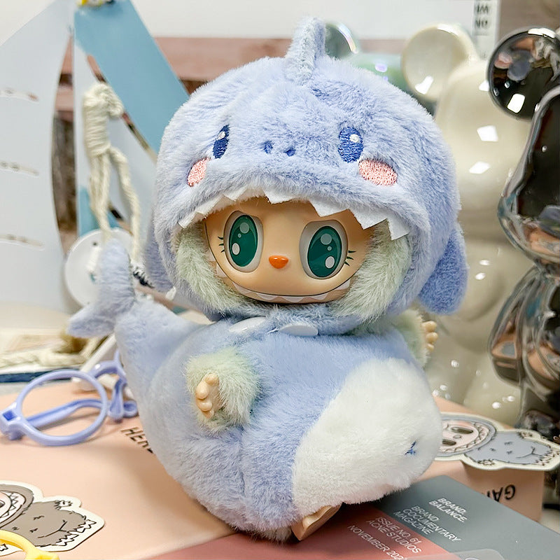 Labubu Outfit 17cm- 3D Blue Shark (Hooded Puffer Jacket + Tail)