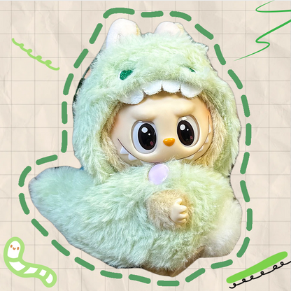 Labubu Outfit 17cm- 3D Green Dinosaur (Hooded Puffer Jacket + Tail)