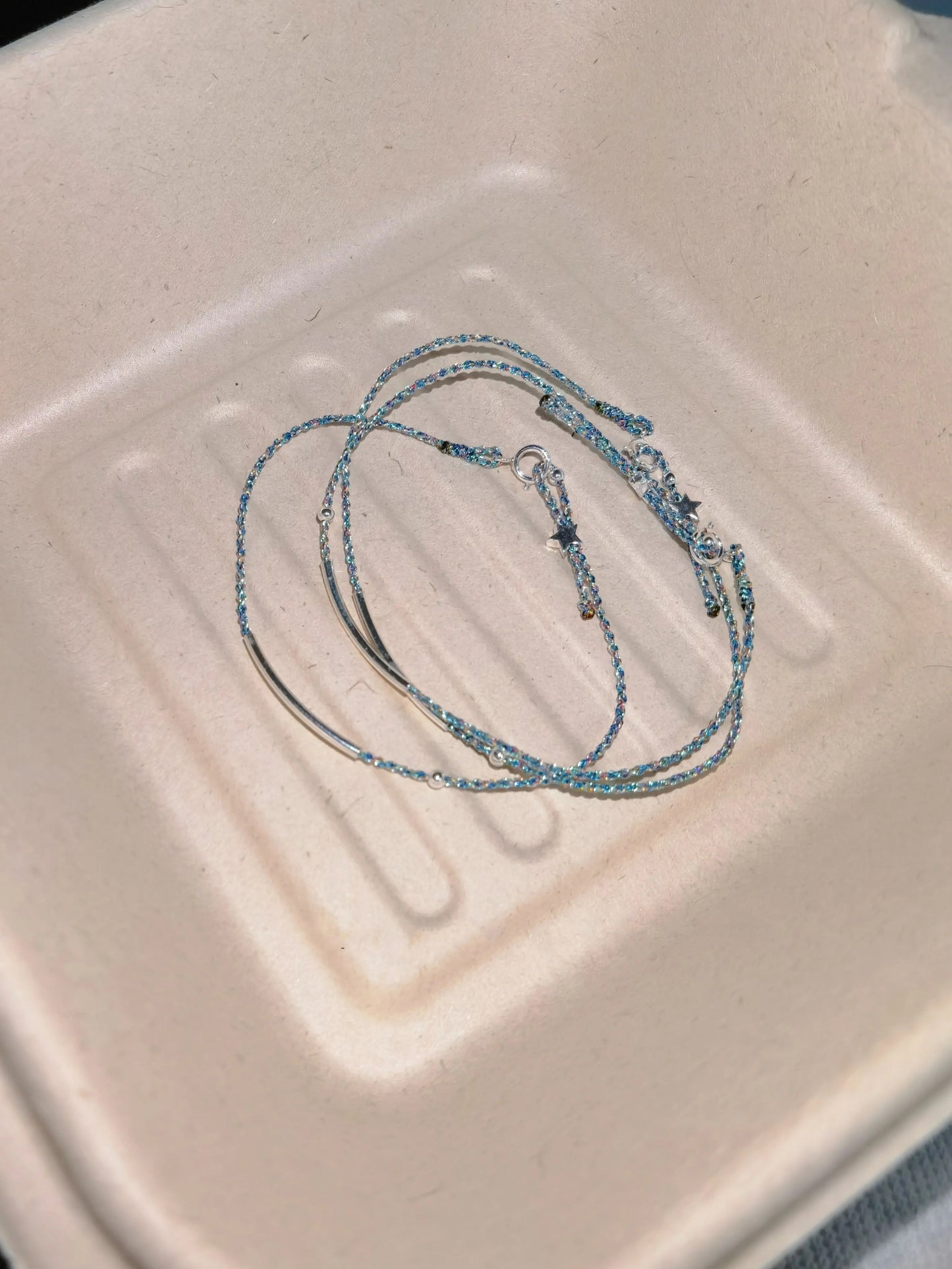 Dewlight Blue – Fine Sparkle Handwoven Bracelet