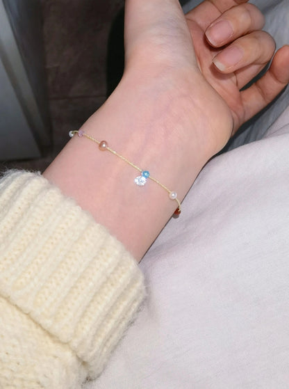 Dewlight Yellow – Pearl and Zircon Bracelet