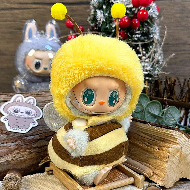 Labubu Clothes 17cm- Bee Costume Set (Hood + Plush Top)
