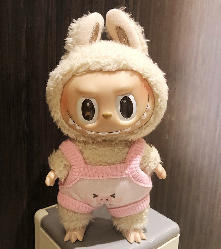 Labubu Clothes 17cm-Pink Pig Overalls