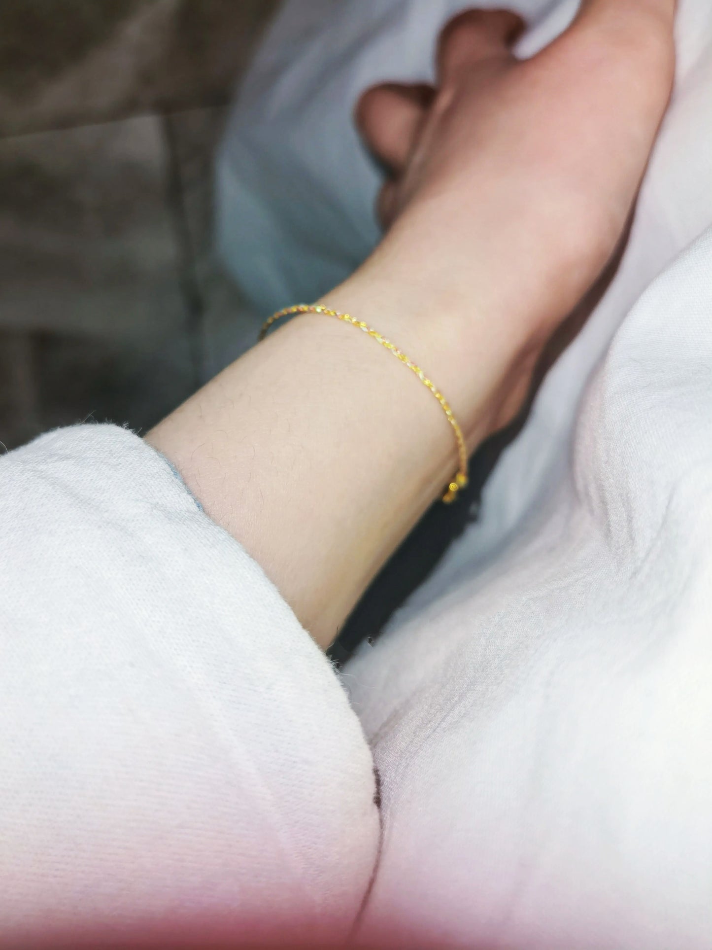 Dewlight Amber – Pearl and Shimmer Cord Bracelet