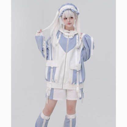 [Winged Light Gear] Original Decora Kei Anime-style Coat Set - Aqua Otaku Fashion