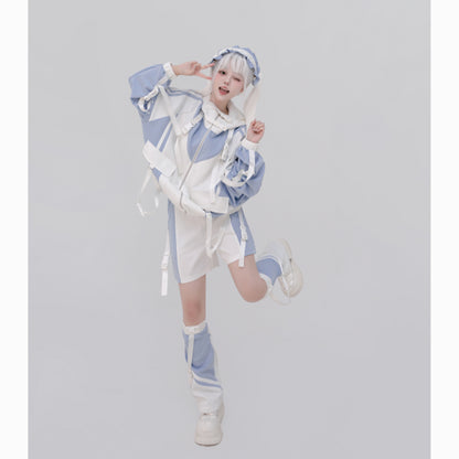 [Winged Light Gear] Original Decora Kei Anime-style Coat Set - Aqua Otaku Fashion