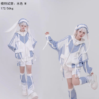 [Winged Light Gear] Original Decora Kei Anime-style Coat Set - Aqua Otaku Fashion