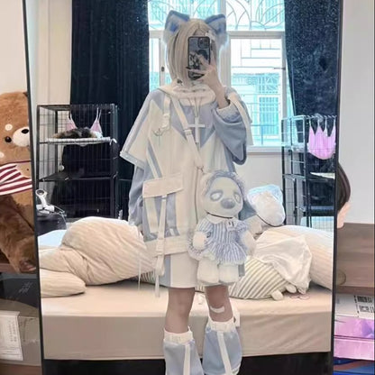 [Winged Light Gear] Original Decora Kei Anime-style Coat Set - Aqua Otaku Fashion