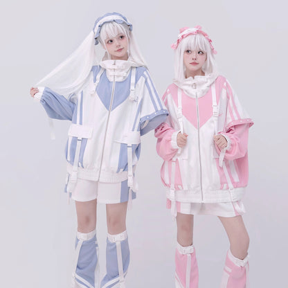 [Winged Light Gear] Original Decora Kei Anime-style Coat Set - [Pink] Otaku Fashion
