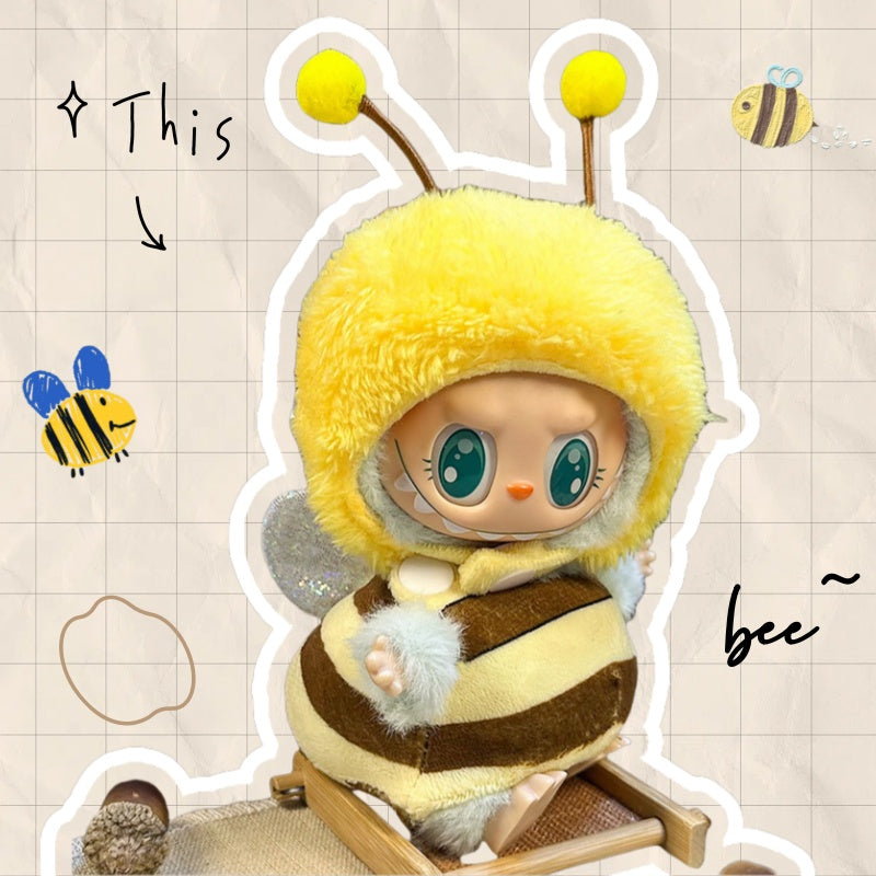 Labubu Clothes 17cm- Bee Costume Set (Hood + Plush Top)