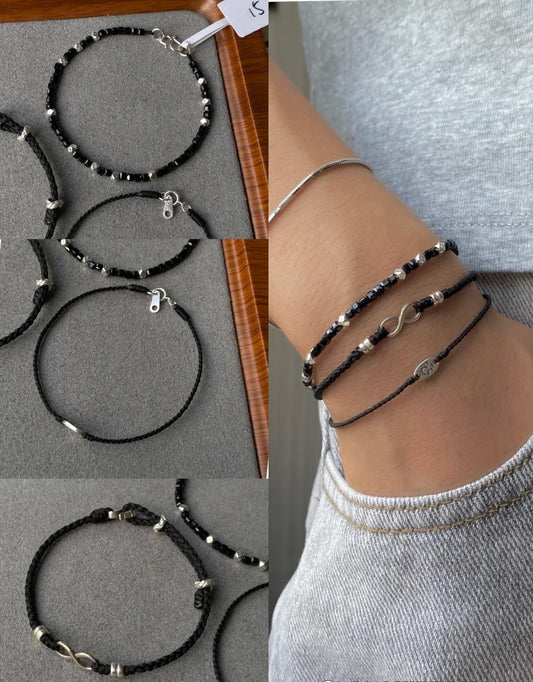 Black Bracelet Trio – Eternal, Celestial, Lunar Eclipse