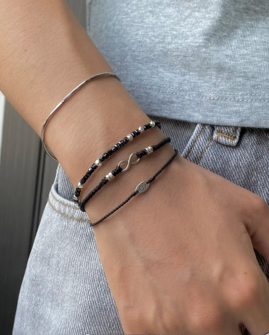 Black Bracelet Trio – Eternal, Celestial, Lunar Eclipse