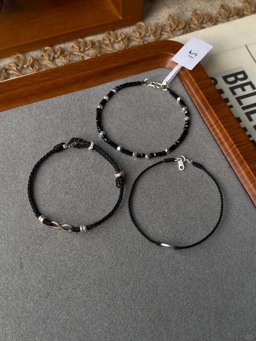 Black Bracelet Trio – Eternal, Celestial, Lunar Eclipse