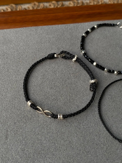 Black Bracelet Trio – Eternal, Celestial, Lunar Eclipse
